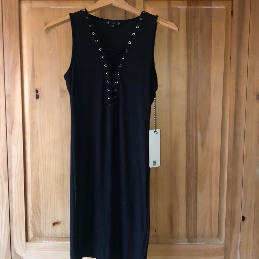 NWT Iris little black dress w/ lace up front